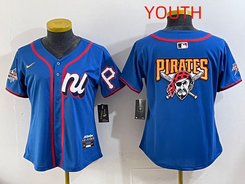 Youth 2025 Pittsburgh Pirates Blank Blue All star Nike MLB Jersey style 03->youth mlb jersey->Youth Jersey